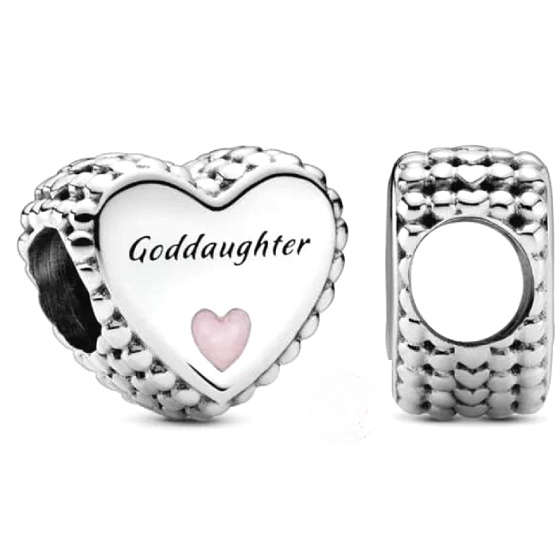 Charme Sterling Silber 925 Herz Taufe Charme - Patin, Perle auf Armband Familie