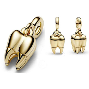 Charme Sterling Silber 925 Gold Zahn - Mini Medaillon, Anhänger Armband Interessen Charme Sterling Silber 925 Gold Zahn - Mini Medaillon, Anhänger Armband Interessen