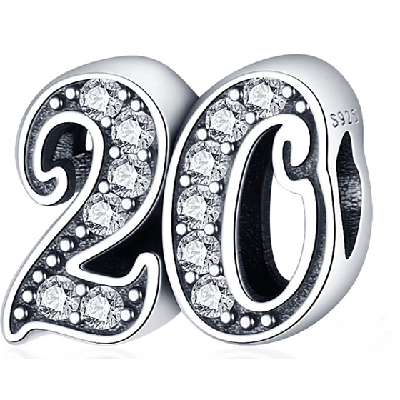 Charme Sterling Silber 925, 20 Jahrestag, Perle auf Armband