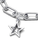 Charms Sterling Silber 925 Glittering Star - Mini Medaillon, Weltraum-Armbandanhänger