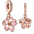 Charms Sterling Silber 925 Kirschblüte vergoldet in rosa Farbe, Natur Armband Anhänger