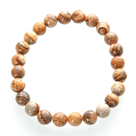 Jaspis Bild Armband elastisch Naturstein, Kugel 8 mm / 19 cm, Stein der positiven Energie