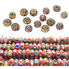 Antikes handgefertigtes Glas aus Nepal, Perle mit Regenbogenscheibe 8 mm, 1 Stück