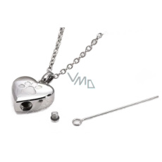 Pamětní, pietní urnový přívěsek, Srdce lesklé stříbrné, voděodolné, nerezová ocel 19 x 29 mm + řetízek 50 cm Pamětní, pietní urnový přívěsek, Srdce lesklé stříbrné, voděodolné, nerezová ocel 19 x 29 mm + řetízek 50 cm