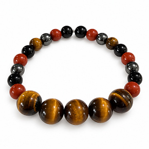 Armband mit Geschichte – Bester Papa, natürliche Mineralien, Kugel 8 mm / Handgelenk 16–15 cm