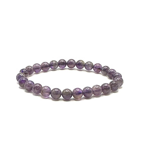 Amethyst-Armband elastisch Naturstein, Kugel 8 mm / 16 - 17 cm, Stein der Könige und Bischöfe