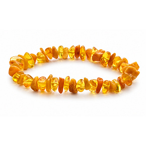 Bernstein Baltischer Honig / Gold Armband elastisch gehackt natürlich, 16 - 17 cm, steifes Sonnenlicht