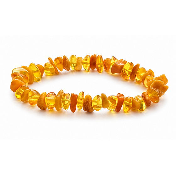 Bernstein Baltischer Honig / Gold Armband elastisch gehackt natürlich, 16 - 17 cm, steifes Sonnenlicht