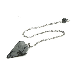 Obsidian Wolkenpendel Naturstein 2,5 cm + 18 cm Kette mit Perle, Rettungsstein