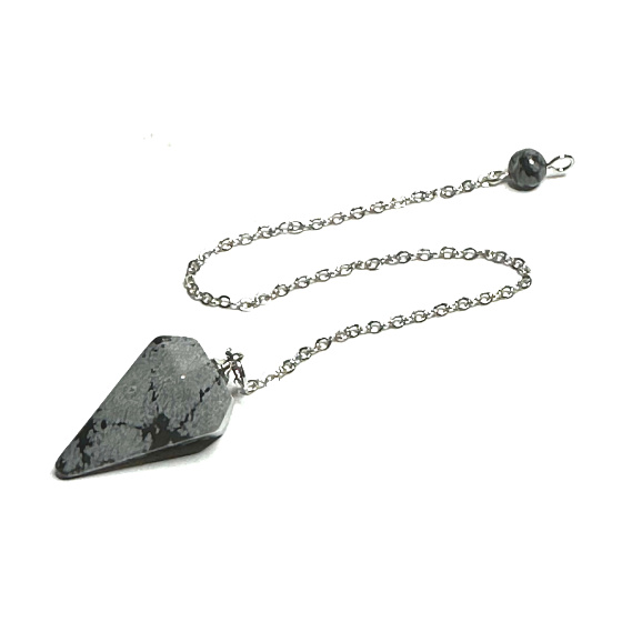 Obsidian Wolkenpendel Naturstein 2,5 cm + 18 cm Kette mit Perle, Rettungsstein