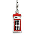 Sterling Silber 925 London Telefon Rot Telefonzelle 3D, Reise Anhänger Armband