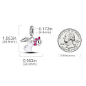 Sterling Silber 925 Katze, Pfote, Fisch - Miau, 3in1 Anhänger für Haustierarmband
