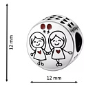 Sterling Silber 925 Familie Freundschaft - Schwestern, Perle für Armband Familie
