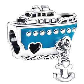Charme Sterling Silber 925 Kreuzfahrtschiff Anlegestelle Perle auf Reise-Armband