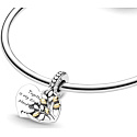 Charme Sterling Silber 925 Herz und Baum des Lebens 2in1, Anhänger am Armband Familie