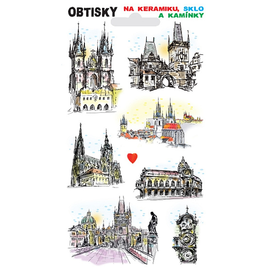 Bogenabziehbilder für Glas, Keramik und Strass - Tyn Church, 9,5 x 17 cm