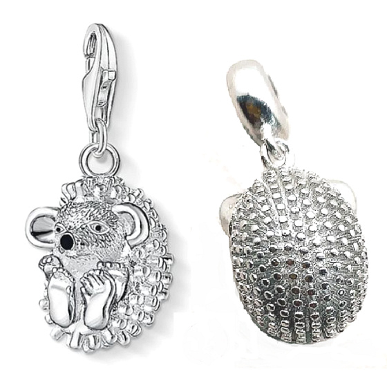 Charms Sterling Silber 925 Igel, Karabinerverschluss Tierarmband Anhänger