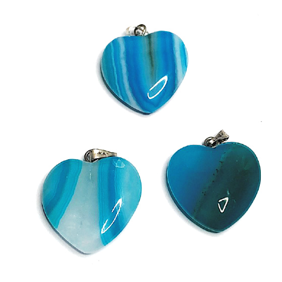 Achat blau Herz-Anhänger Naturstein 2,2 cm 1 Stück