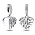 Charm Sterlingsilber 925 Herz und Engel, Du hast meine Welt verlassen.. 2-in-1 Anhänger für Armband, Familie