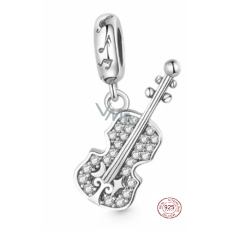 Charme Sterling Silber 925 Glitzernde Geige, Anhänger am Armband Interessen Charme Sterling Silber 925 Glitzernde Geige, Anhänger am Armband Interessen