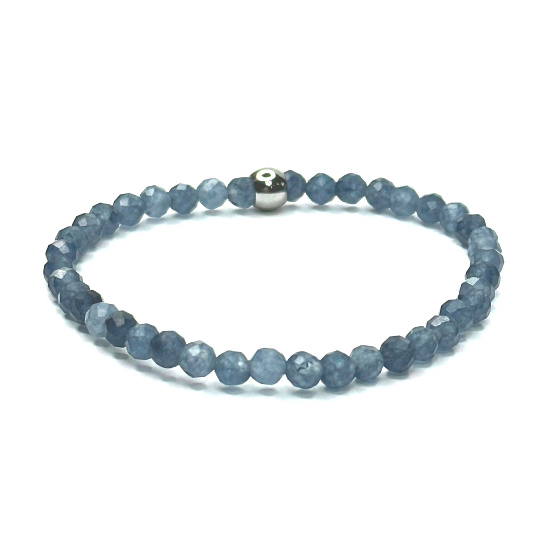 Saphir-Facettenarmband elastischer Naturstein, Kugel 4 mm / 16 - 17 cm, Stein der Weisheit, Wahrheit und Intuition