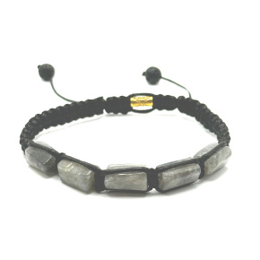 Labradorit-Armband Naturstein, handgestrickt, größenverstellbar, Steintransformation