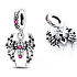 Charms Sterling Silber 925 Spinne, Schwarze Witwe mit rosa und weißen Zirkonia, Tierarmbandanhänger