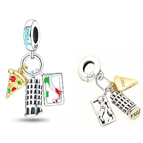 Charm Sterling Silber 925 Italien Pisa, Reisearmband-Anhänger