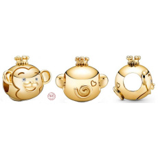 Charm Sterling Silber 925 Affe ist das neunte Tier im 12-Jahres-Zyklus des chinesischen Tierkreiszeichens, Perle für Armband