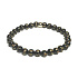 Schwarzer Achat mit königlichem Mantra Om elastisches Armband aus Naturstein, Kugel 6 mm / 16 - 17 cm, verleiht Mut und Stärke