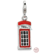 Sterling Silber 925 London Telefon Rot Telefonzelle 3D, Reise Anhänger Armband Sterling Silber 925 London Telefon Rot Telefonzelle 3D, Reise Anhänger Armband