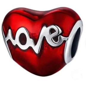 Charme Sterling Silber 925 Rot Herzschlag Liebe, Liebe Perle Armband