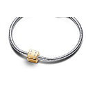 Charme Sterling Silber 925 Vergoldet Würfel + künstliche Zirkon, Perle auf Armband Symbol
