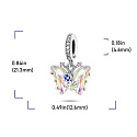 Charm Sterling Silber 925 Schmetterling - Blumen, Tier Armband Anhänger