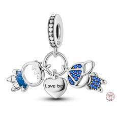 Charm Sterlingsilber 925 Geschwister Brüder 3-in-1, Anhänger für Armband Familie