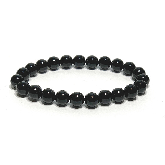Onyx černý náramek elastický přírodní kámen životní síly, kulička 8 mm