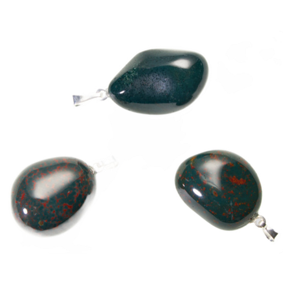 Heliotrop / Blutstein Indien Becheranhänger Naturstein, 2,2-3 cm, 1 Stück, Stein des Mutes