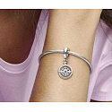 Charm Sterling Silber 925 Rotierender Kompass mit Zirkonia, Anhänger für Reisearmband