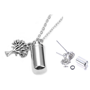 Urnen-Gedenkanhänger, Tree of Life wasserdicht, Edelstahl 10 x 28 mm