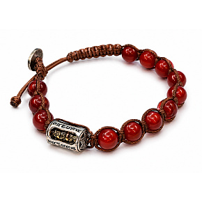 Karneol a vadžra – tibetský buddhistický náramek, korálky 8 mm, energie, vášeň a tvořivost