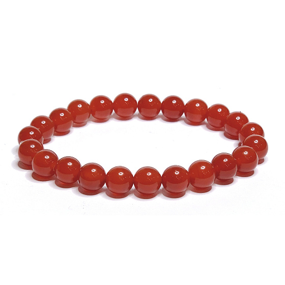 Karneol Armband elastisch Naturstein, Kugel 8 mm / 16-17 cm, Teach us here and now