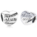 Sterling Silber 925 Herz Mama - Symbol der Mutterschaft und Familie Liebe, Perle für Armband Familie