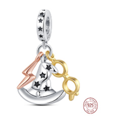 Charm Sterling Silber 925 Harry Potter Hut, Brille, Narbe, 3in1 Armband Anhänger