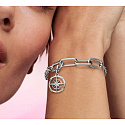 Charms Sterling Silber 925 Kompass - Mini Medaillon mit klarem Zirkonia, Armbandanhänger