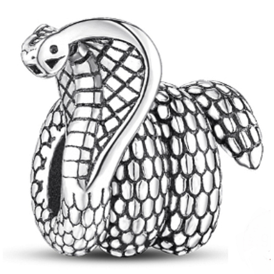 Charme Sterling Silber 925 Cobra Schlange, Perle auf Armband Tier