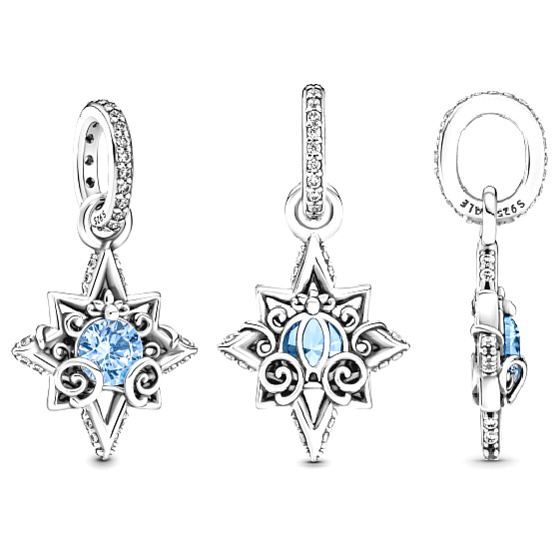 Charms Sterling Silber 925 Disney Cinderella, blauer Stern, Armband Anhänger