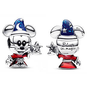 Charm Sterling Silber 925 Disney Mickey der Zauberlehrling, Perle für Weihnachtsarmband