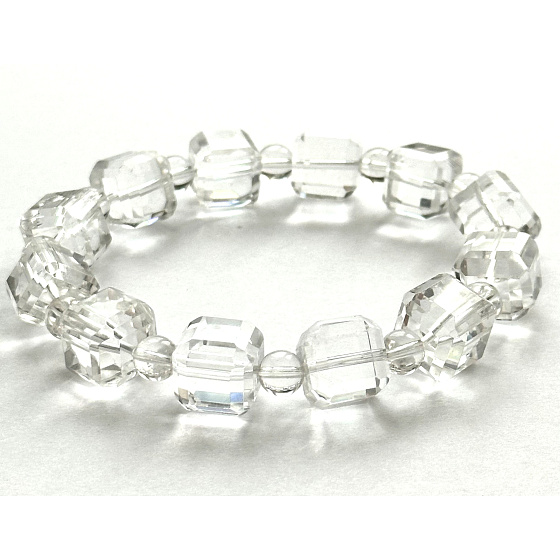 Azeztulit-Facettenarmband elastischer Naturstein 11 - 12 mm / 16 - 17 cm, Hochfrequenzenergie