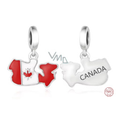 Charm Sterlingové stříbro 925 Canada vlajka - houpající se mapa, přívěsek na náramek cestování Charm Sterlingové stříbro 925 Canada vlajka - houpající se mapa, přívěsek na náramek cestování