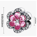 Charme Sterling Silber 925 Rosa Blume, Stiefmütterchen, Perle am Armband Natur